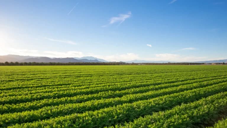 Comprehensive 2026 pest and disease management guide for Indian crops by Deep Soil Agrology Limited, featuring a scenic aerial view of lush green agricultural fields and a magnifying glass inspecting crops.