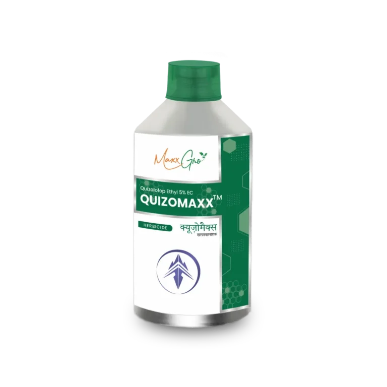 Quizomaxx Quizalofop-Ethyl 5% EC herbicide bottle pack by MaxxGro Agrology Limited